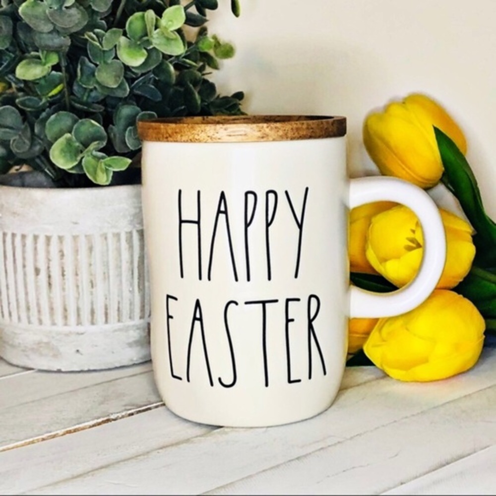 Rae Dunn HAPPY EASTER Mug w/ Lid/Coaster